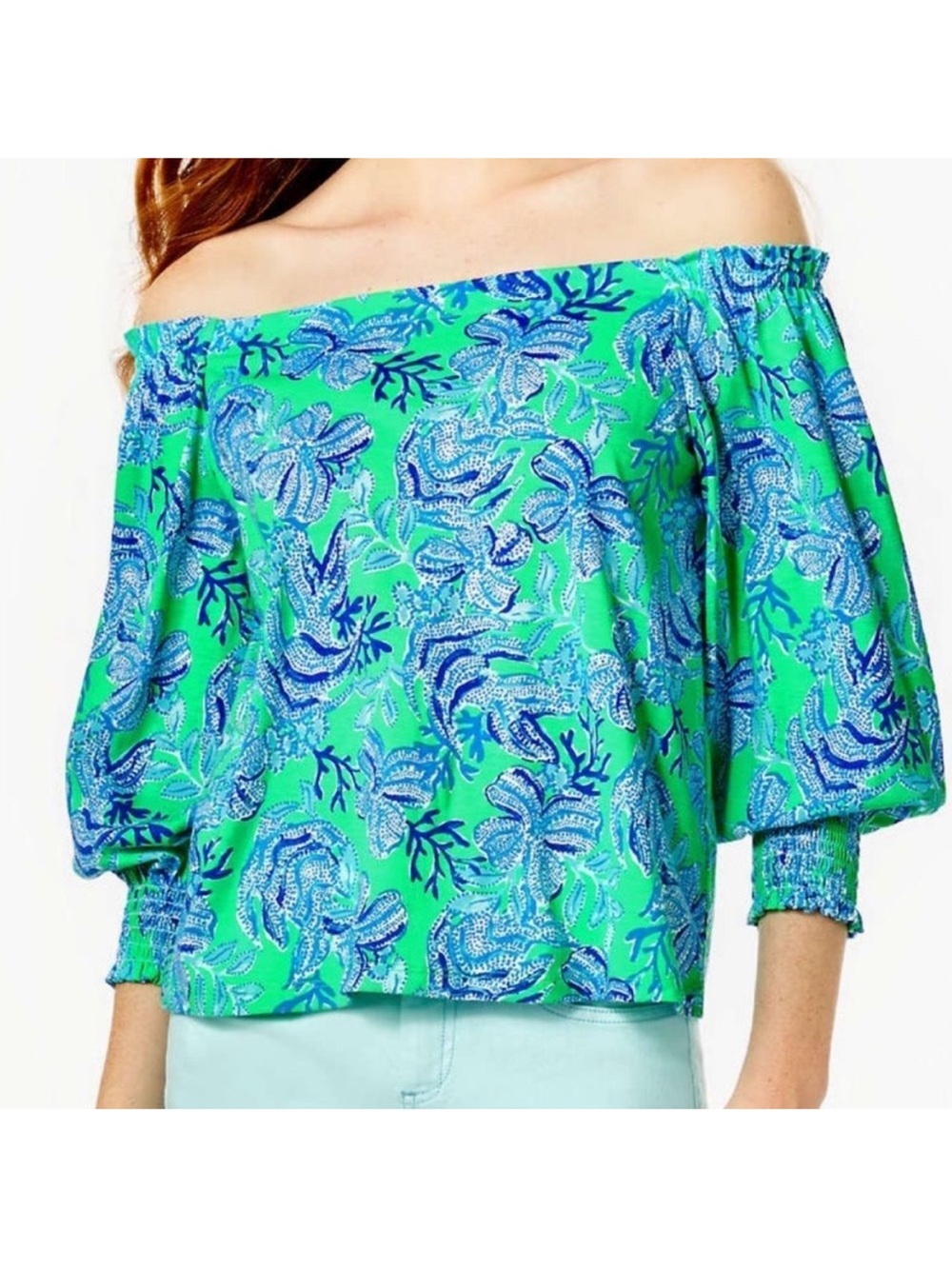 Lilly Pulitzer Lessa Keepin It Reel Printed Top
